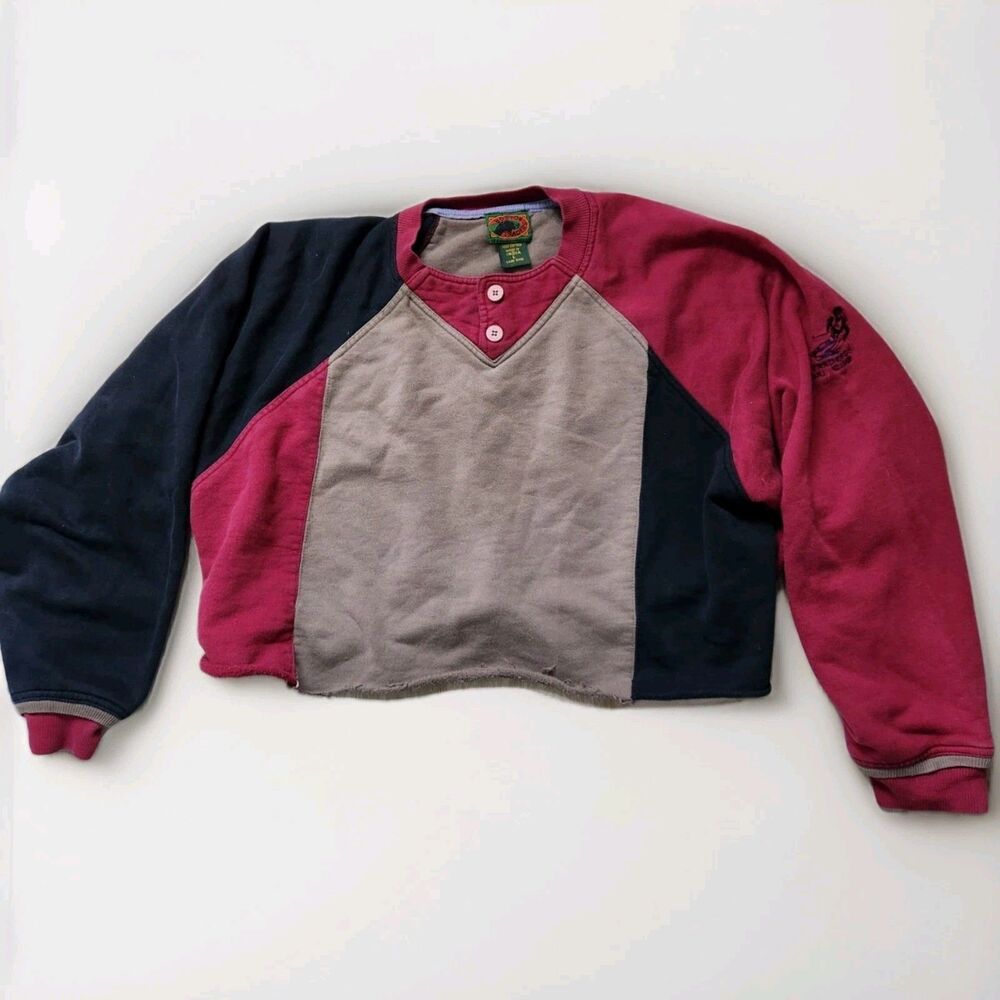 Vintage Boston Traders Ski Club Sweater Colorblock Drop Shoulder Embroidered L
